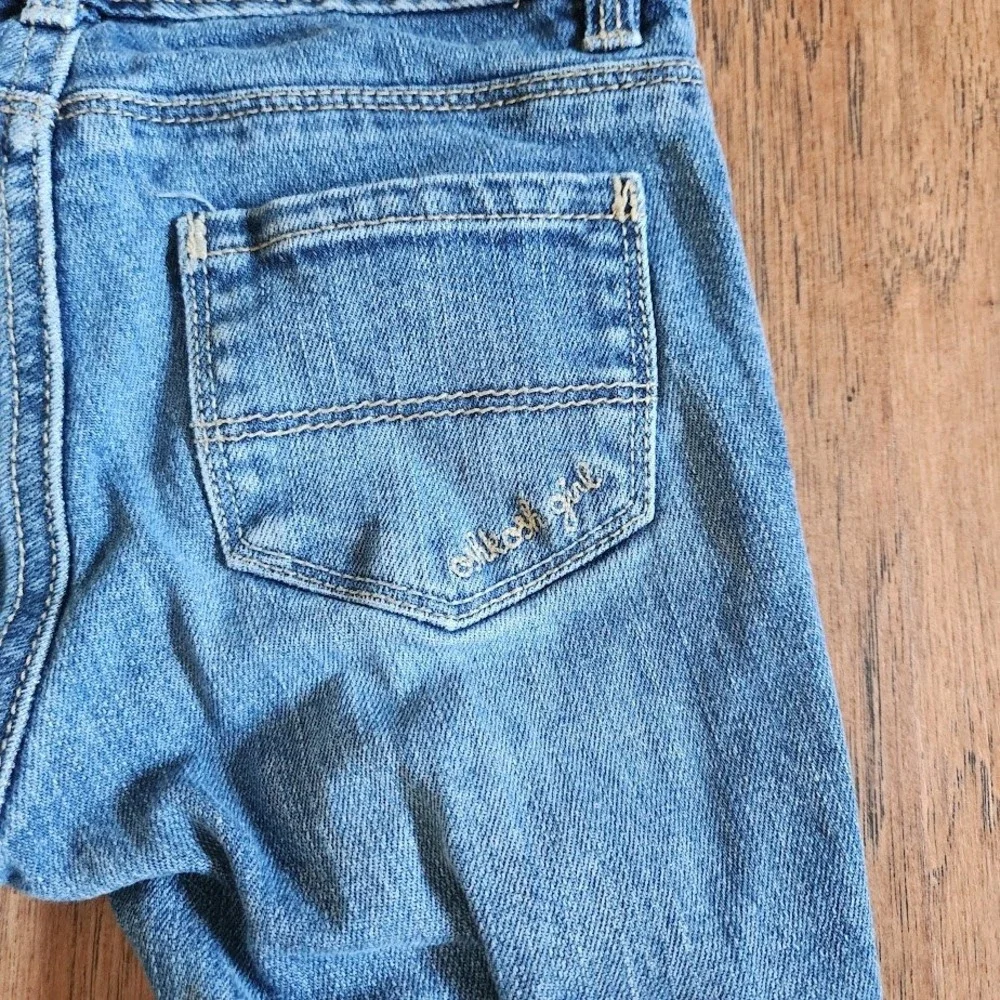 OshKosh Bgosh Girls Blue Skinny Jeans Adjustable Waist Stretch Denim Size 5 623